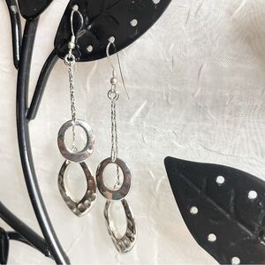 Lia Sophia Silver Tone Double dangle Drop Earrings 2.5”